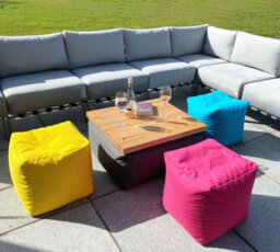 Beautiful Beanbags Beanbag Cube Footstool - Water-Resistant Bean Bag Pouffe For Indoor Or Outdoor Use - Yellow - thumbnail 6