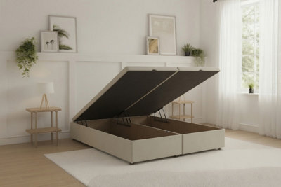 Sloomy Our Ottoman Base Cream Plush With Open End Storage - image 1