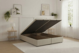 Sloomy Our Ottoman Base Cream Plush With Open End Storage
