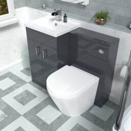 Nes Home Basin Vanity Cabinet, Wc Unit Dark Grey & Rimless Back To Wall Toilet - thumbnail 4