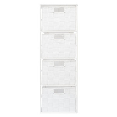 Ehc Woven 4 Drawer Storage Unit Cabinet For Bathroom, Bedroom - White - image 1
