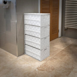 Ehc Woven 4 Drawer Storage Unit Cabinet For Bathroom, Bedroom - White - thumbnail 4