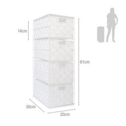 Ehc Woven 4 Drawer Storage Unit Cabinet For Bathroom, Bedroom - White - thumbnail 7