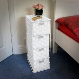 Ehc Woven 4 Drawer Storage Unit Cabinet For Bathroom, Bedroom - White - thumbnail 5