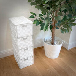 Ehc Woven 4 Drawer Storage Unit Cabinet For Bathroom, Bedroom - White - thumbnail 3