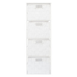 Ehc Woven 4 Drawer Storage Unit Cabinet For Bathroom, Bedroom - White - thumbnail 1
