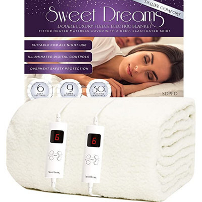 Sweet Dreams Luxury Fleece Electric Blanket Double Size, Machine Washable Underblanket, Digital Control, Overheat Protection - image 1