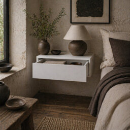 Wyld Haus Sosa White Wall-Mounted Floating Bedside Table With Drawer, 40 X 30 X 15 Cm - thumbnail 1