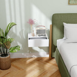 Wyld Haus Sosa White Wall-Mounted Floating Bedside Table With Drawer, 40 X 30 X 15 Cm - thumbnail 8
