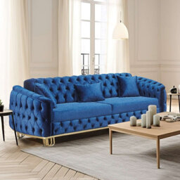 Sliding Wardrobes 4 u LTD Paris 3+2 Plush Velvet Chesterfield Sofa Set In 3 Colors - Blue 3+2 - thumbnail 2