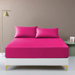 "Ameha Hot Pink Fitted Sheet 40Cm Extra Deep Pocket Elastic Corners Soft Microfiber Fitted Sheet 16"" Super King 180X200Cm" - thumbnail 2