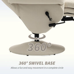 Homcom Manual Recliner Swivel Lounge Chair With Footrest, Cream White - thumbnail 6