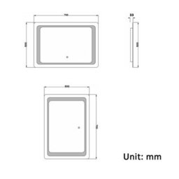 AVER-GROWTH Illuminated Bathroom Mirror With Led Lights Dimmable Demister Pad Touch/wall Switch Vertical/horizontal Wall Mounted 700X500mm - thumbnail 7