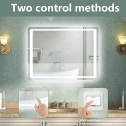 AVER-GROWTH Illuminated Bathroom Mirror With Led Lights Dimmable Demister Pad Touch/wall Switch Vertical/horizontal Wall Mounted 700X500mm - thumbnail 4