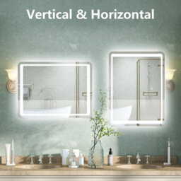 AVER-GROWTH Illuminated Bathroom Mirror With Led Lights Dimmable Demister Pad Touch/wall Switch Vertical/horizontal Wall Mounted 700X500mm - thumbnail 5