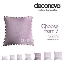 Deconovo 2 Pack Poms Large Crushed Velvet Cushion Covers With Invisible Zipper 55Cm X 55Cm Light Purple - thumbnail 4