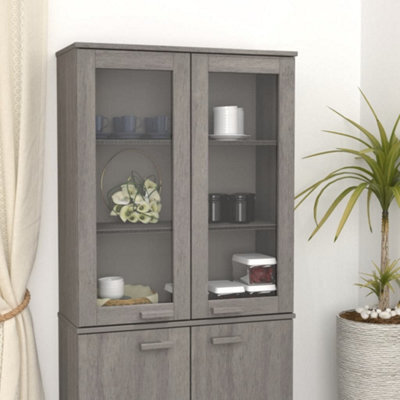 Berkfield Top For Highboard Light Grey 85X35X100 Cm Solid Wood Pine - image 1
