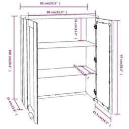Berkfield Top For Highboard Light Grey 85X35X100 Cm Solid Wood Pine - thumbnail 8