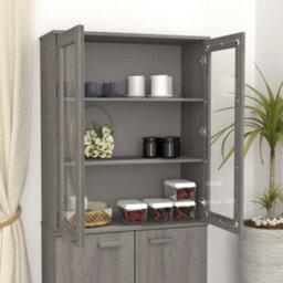 Berkfield Top For Highboard Light Grey 85X35X100 Cm Solid Wood Pine - thumbnail 3