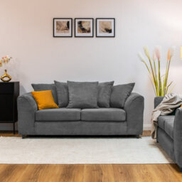 Abakus Direct Jumbo Grid Grey 3 Seater Sofa Plush Comfort With Deeply Padded Cushions - thumbnail 1
