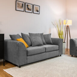 Abakus Direct Jumbo Grid Grey 3 Seater Sofa Plush Comfort With Deeply Padded Cushions - thumbnail 3