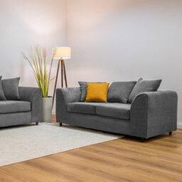 Abakus Direct Jumbo Grid Grey 3 Seater Sofa Plush Comfort With Deeply Padded Cushions - thumbnail 2