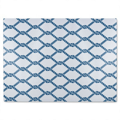 Benjamin Tate Design Navy Chainlink Rope Glass Chopping Boarddesigner Style - image 1