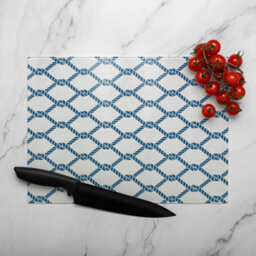 Benjamin Tate Design Navy Chainlink Rope Glass Chopping Boarddesigner Style - thumbnail 3