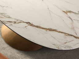 Angel Cerda Stylish Oval Dining Table With Porcelain Marble Top And Bronze Steel Base - thumbnail 4