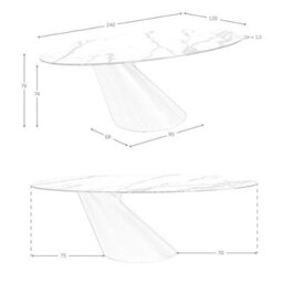 Angel Cerda Stylish Oval Dining Table With Porcelain Marble Top And Bronze Steel Base - thumbnail 7