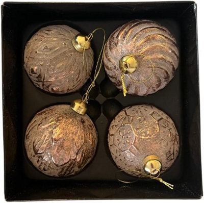 B4E Set Of 4 Pink And Silver Christmas Baubles For Christmas Tree Decorations 18X18X9Cm - image 1
