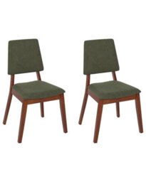 Beliani Set Of 2 Dining Chairs Merrill Wood Dark Green