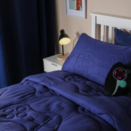 Ohs Gaming Duvet Coverless Quilted 7.5 Tog Pillowcase Set Embossed, Navy - Double - thumbnail 2
