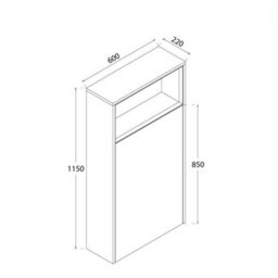 Homestylestore 600mm Light Oak Floorstanding Bathroom Wc Unit Led Lit Shelf Chalk Toilet And Black Flush Button - thumbnail 4