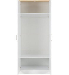 Seconique Portland 2 Door Wardrobe In White With Oak Effect Finish - thumbnail 3