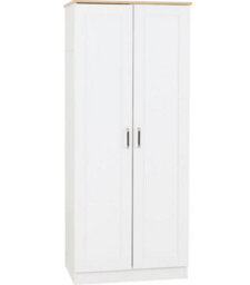 Seconique Portland 2 Door Wardrobe In White With Oak Effect Finish - thumbnail 2