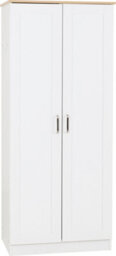 Seconique Portland 2 Door Wardrobe In White With Oak Effect Finish - thumbnail 7