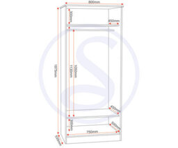 Seconique Portland 2 Door Wardrobe In White With Oak Effect Finish - thumbnail 8