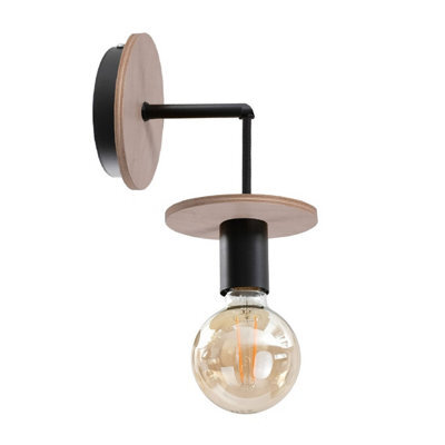 Luminosa Lighting Luminosa Saturn Wall Lamp Natural, Black, 12Cm, 1X E27