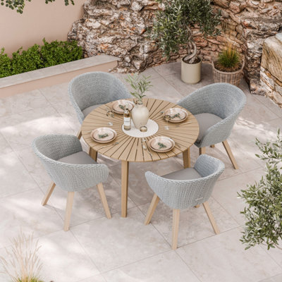 Royalcraft Roma 120Cm Round Sunray Table With Terrazzo Insert And 4 Sol Dining Chairs - image 1