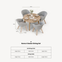 Royalcraft Roma 120Cm Round Sunray Table With Terrazzo Insert And 4 Sol Dining Chairs - thumbnail 8