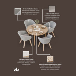 Royalcraft Roma 120Cm Round Sunray Table With Terrazzo Insert And 4 Sol Dining Chairs - thumbnail 9