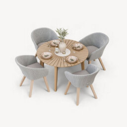 Royalcraft Roma 120Cm Round Sunray Table With Terrazzo Insert And 4 Sol Dining Chairs - thumbnail 5