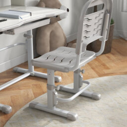 Zonekiz Height Adjustable Kids Desk And Chair Set, With Drawer, Bookshelf, Grey - thumbnail 8