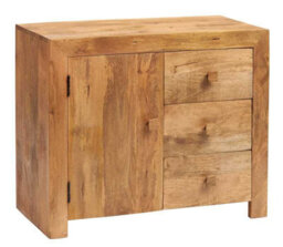 Wyld Haus Manila Light Mango Wood Sideboard, 3 Drawers 1 Door - thumbnail 4