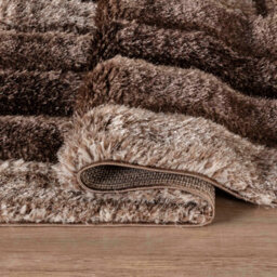 Modern Soft Bordered Shimmer Shaggy Area Rugs Bronze 60X220 Cm - thumbnail 5