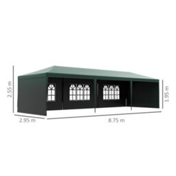 Outsunny 9M X 3M Outdoor Garden Gazebo Wedding Party Tent Canopy Marquee Green - thumbnail 3
