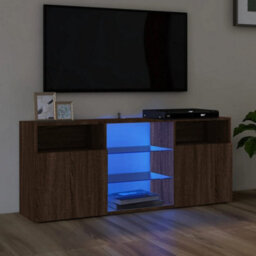 Vidaxl Tv Cabinet With Led Lights Brown Oak 120X30X50 Cm