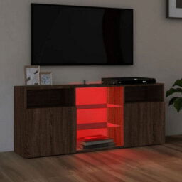 Vidaxl Tv Cabinet With Led Lights Brown Oak 120X30X50 Cm - thumbnail 3