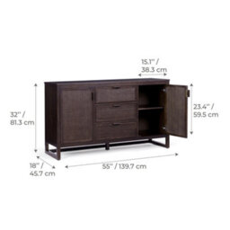 Teamson Home Hatteras Wooden Sideboard 3 Drawers 2 Doors, Espresso - thumbnail 5